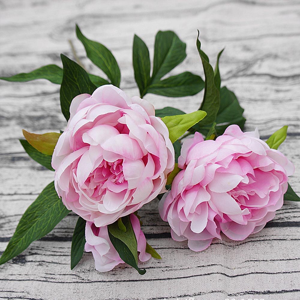 3 têtes/1 bundle pas cher pivoine bouquet Vase arrangement de fleurs décor à la maison décoration de mariage fleurs artificielles pour scrapbooking: 7
