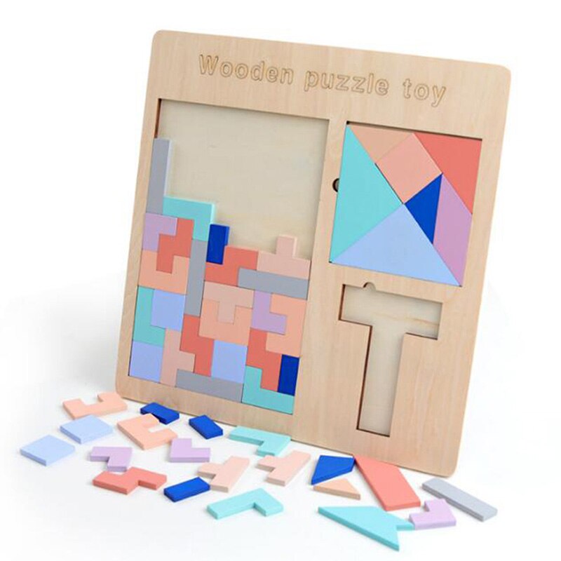Nuovi Puzzle in legno prescolare giocattoli educativi per lo sviluppo del cervello del bambino Tangram Puzzle gioco regalo 1 Set