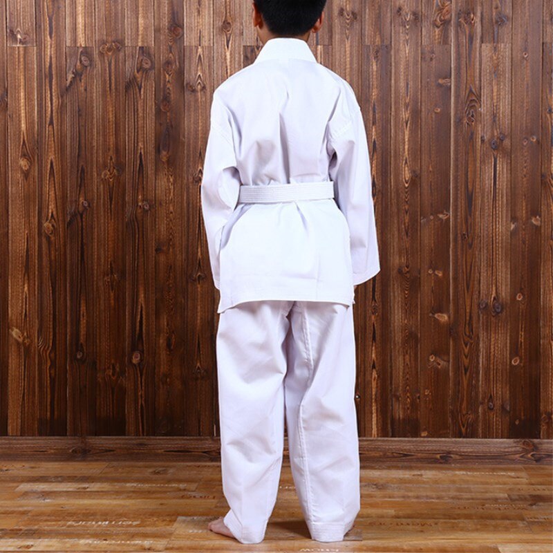 White Taekwondo Uniform With Belt Karate Uniform Suit Elastic Waistband For Kids Sports Training Fitness Gym Taekwondo Equipment