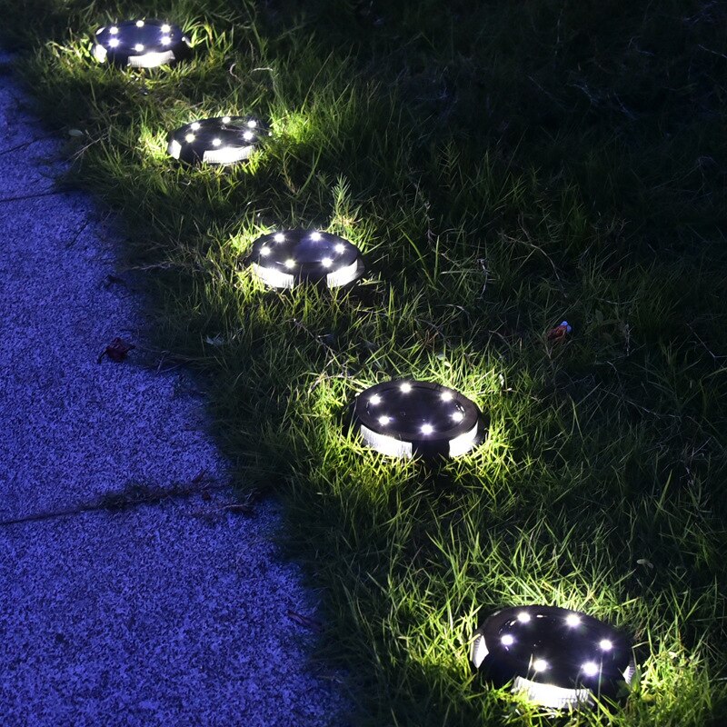 4 Stuks 10 Led Solar Ondergrondse Lamp Binnenplaats Tuin Waterdichte Solar Outdoor Road Gazon Decoratie Trap Licht