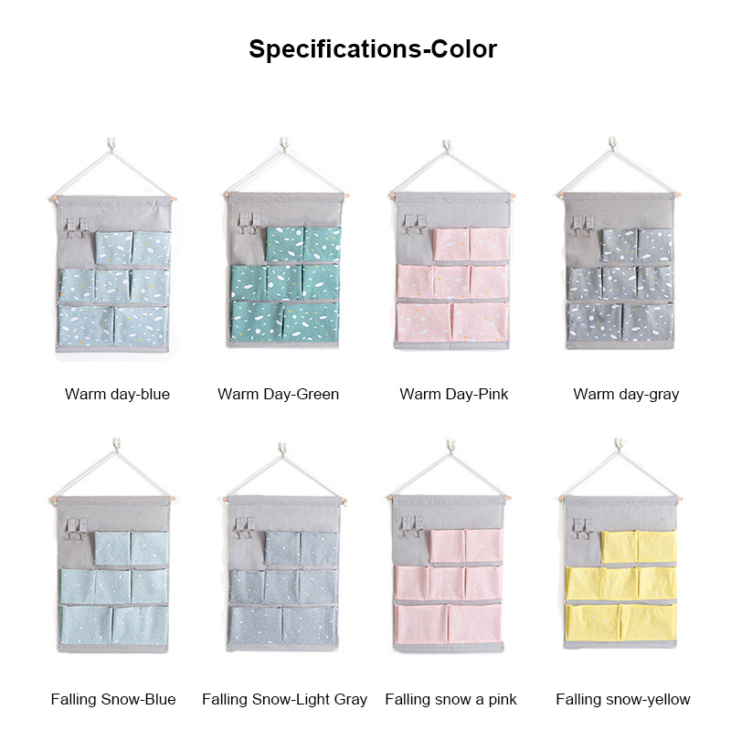 7 Pockets Cotton Wall Mounted Storage Bag Home Room Closet Door Sundries Clothes Hanging Bag Holder Cosmetic Toys Organizer