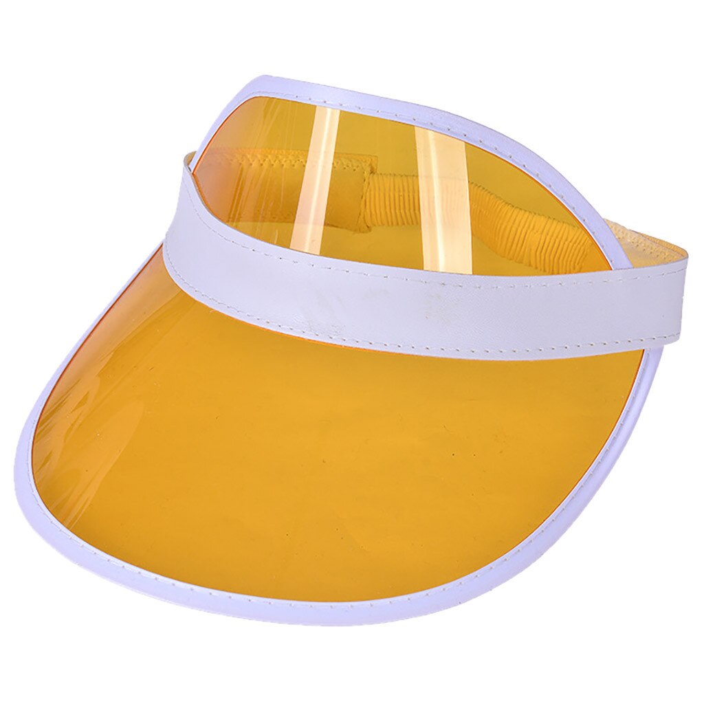 Visera transparente para hombre y mujer, visera transparente para de verano, gorra de plástico de Pvc transparente para adultos, visera, sombrero de sol Unisex para exteriores #10: Yellow 