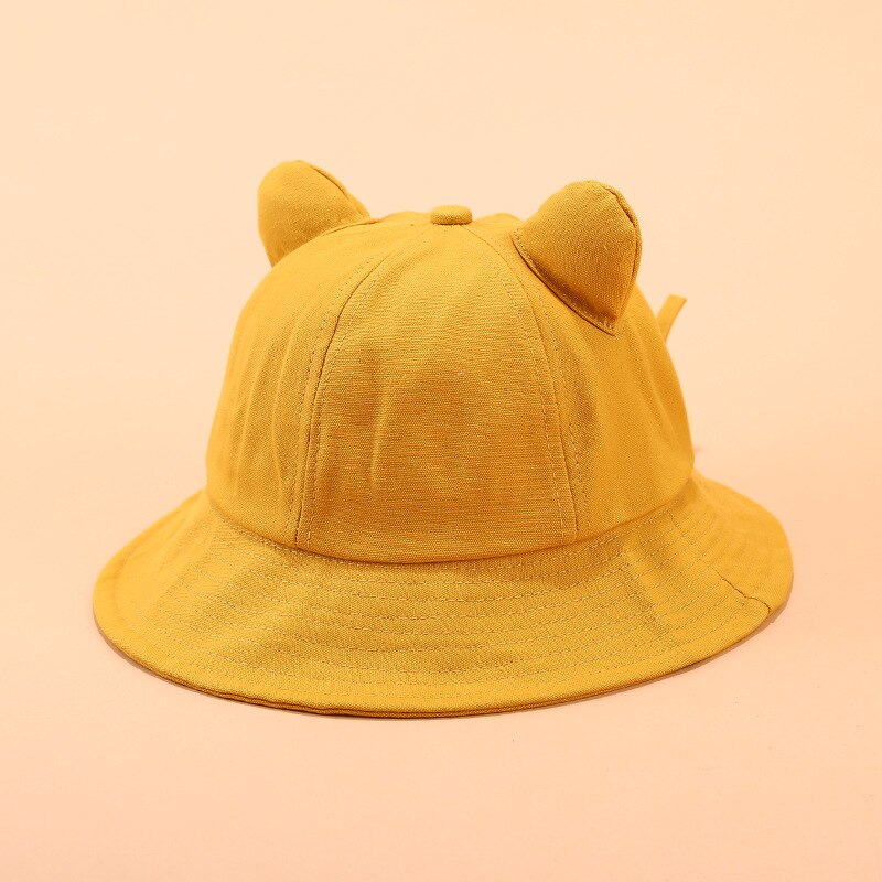 cotton Cartoon Cat ear bucket hat Fisherman hat Sun cap hats for women: Yellow