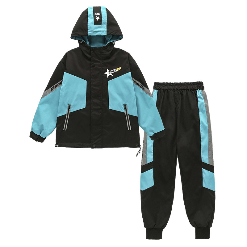 Kinder Kleidung Herbst Anzug Jungen Hoodies und Hosen Winddicht Graben Mantel Leucht Langarm 2 Pcs Set