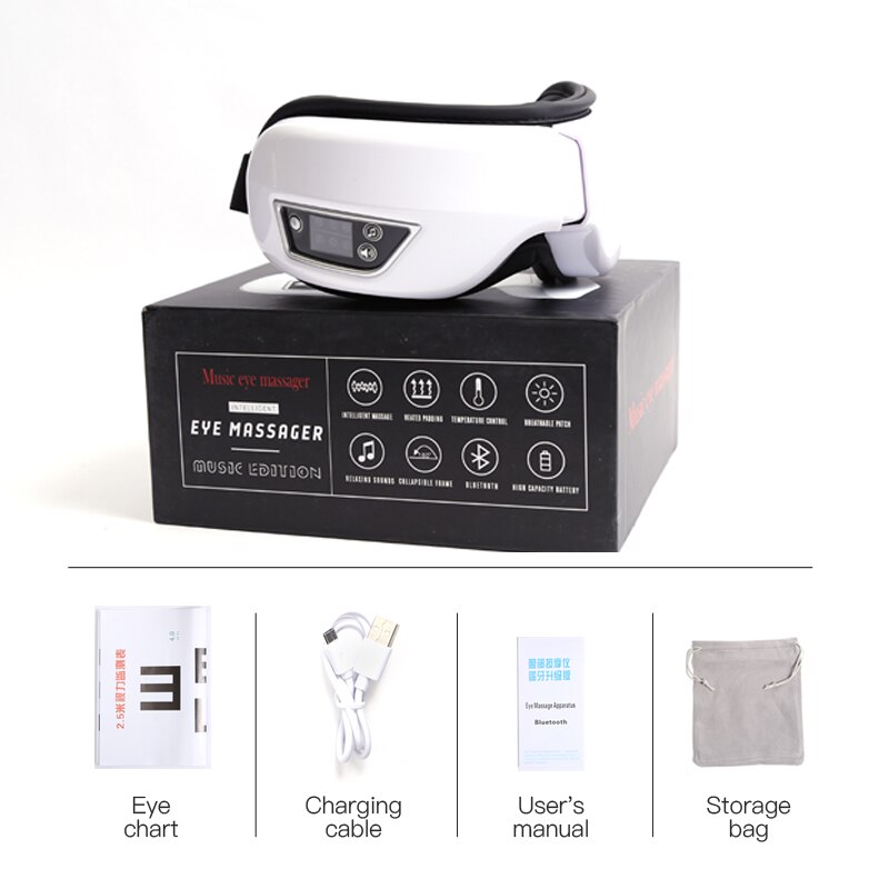 Eye Massager Vibration Electric Bluetooth-compatible Music Heating Eye Fatigue Relieve Tools Usb Eye Care Massage Device: WITH BOX