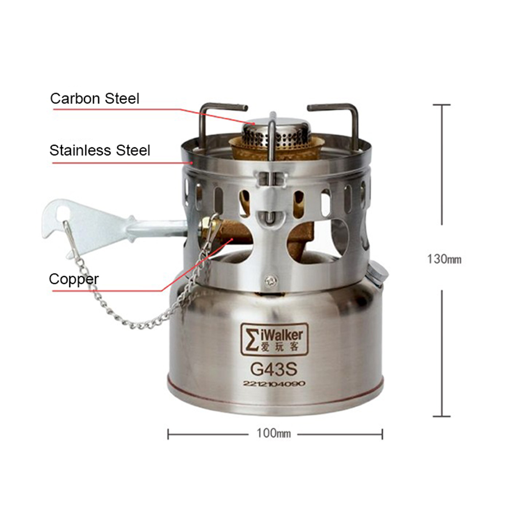 Camping Mini Liquid Fuel Oil Stove with Silent Burner Portable Outdoor Stainless Steel 200ml Fuel Capacity Easy Storage