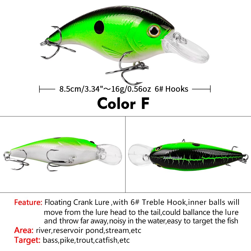 PROBEROS Fishing Lure 9cm-17g Minnow Hard Bait Wobbler Artificial Bass Lure CrankBait With 4# Hook Topwater Trout Tackle: Color F