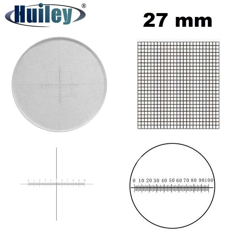 Diametro 27 millimetri Micrometro Calibrazione Bilancia Ottico di Vetro Croce Righello Netto Reticolo Verticale Righello Orizzontale Microscopio Macchina