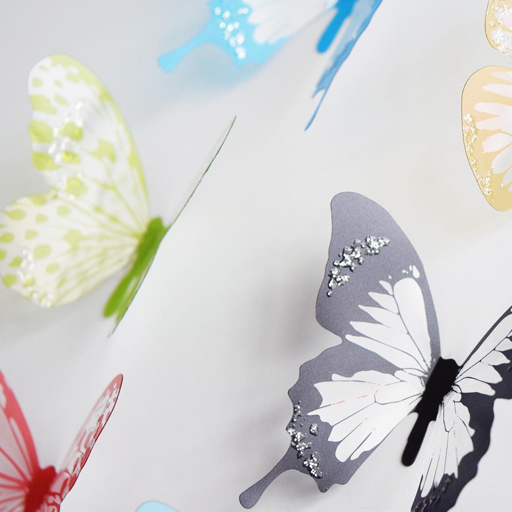 18 pcs/lot 3d effet cristal papillons autocollant mural beau papillon pour enfants chambre stickers muraux décoration de la mais