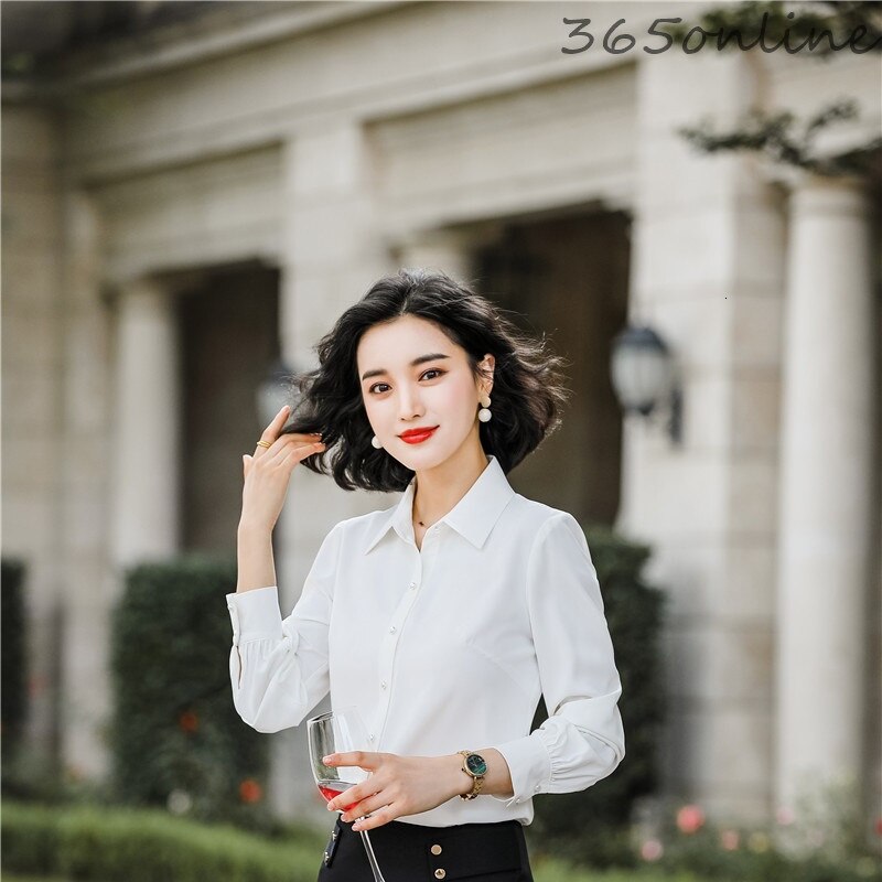 Red Uniform Styles Long Sleeve Blouses and Shirts for Women Business Work Wear Spring Autumn OL Blouse Clothes Tops