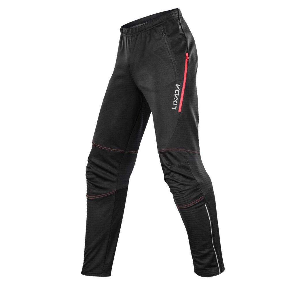 Lixada Winter Warme Fleece Winddicht Waterdicht Fietsen Broek Mannen Vrouwen Thermische Rijden Sport Broek Mtb Fiets Broek: Rood / M
