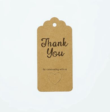 50pcs/lot 2 Designs Kraft paper "thank you for celebrating with us"Hang tag Retro Hang tag 4.5x9.5cm: 2