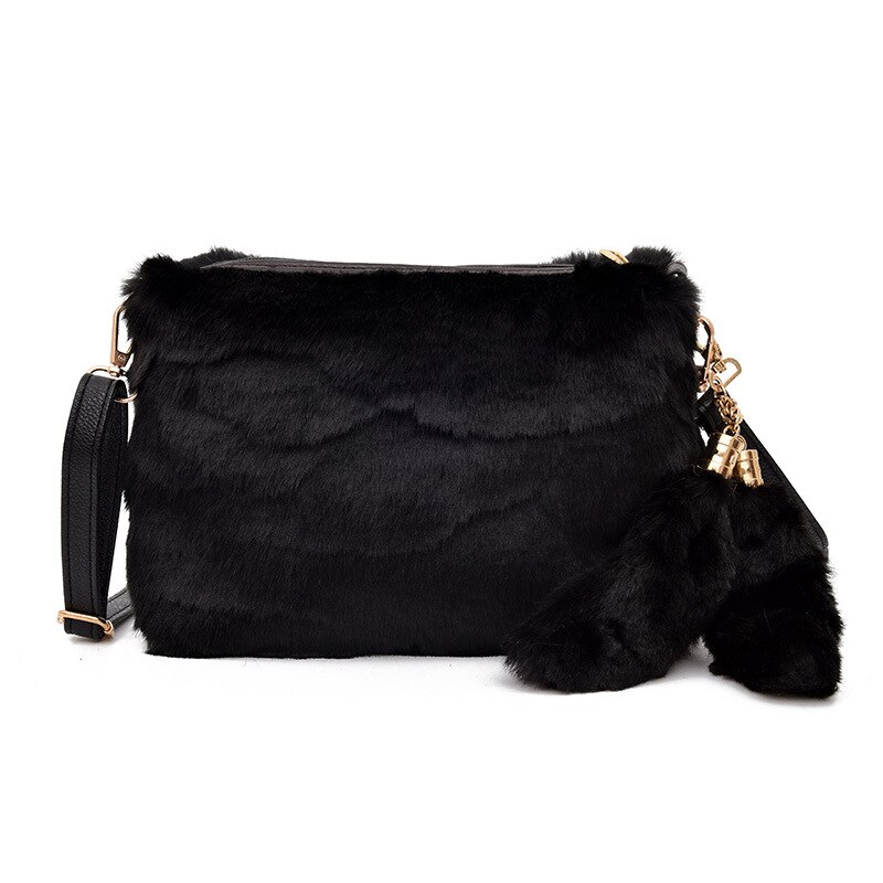 Weiche Warme Pelz Tasche Schulter Tasche Weibliche Leopard Weiblichen Beutel Große Plüsch Winter Handtasche Winter Umhängetasche