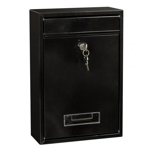 Outdoor Security Lockable Wall Mounted Hanging Iron Post LetterBox Mailbox with Key Iron Post LetterBox HomeBalcony Garden Decor: black