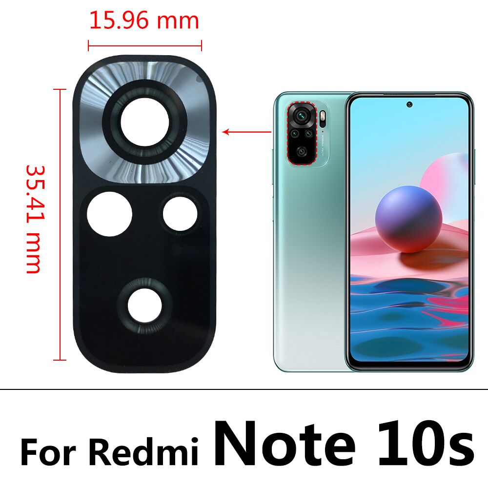 2 sztuki / partia ， Szklany obiektyw tylnego aparatu dla Xiaomi Redmi Note 10 10s Pro 11 Pro 11T 11s 11E 4G 5G z naklejką samoprzylepną: Niebieski