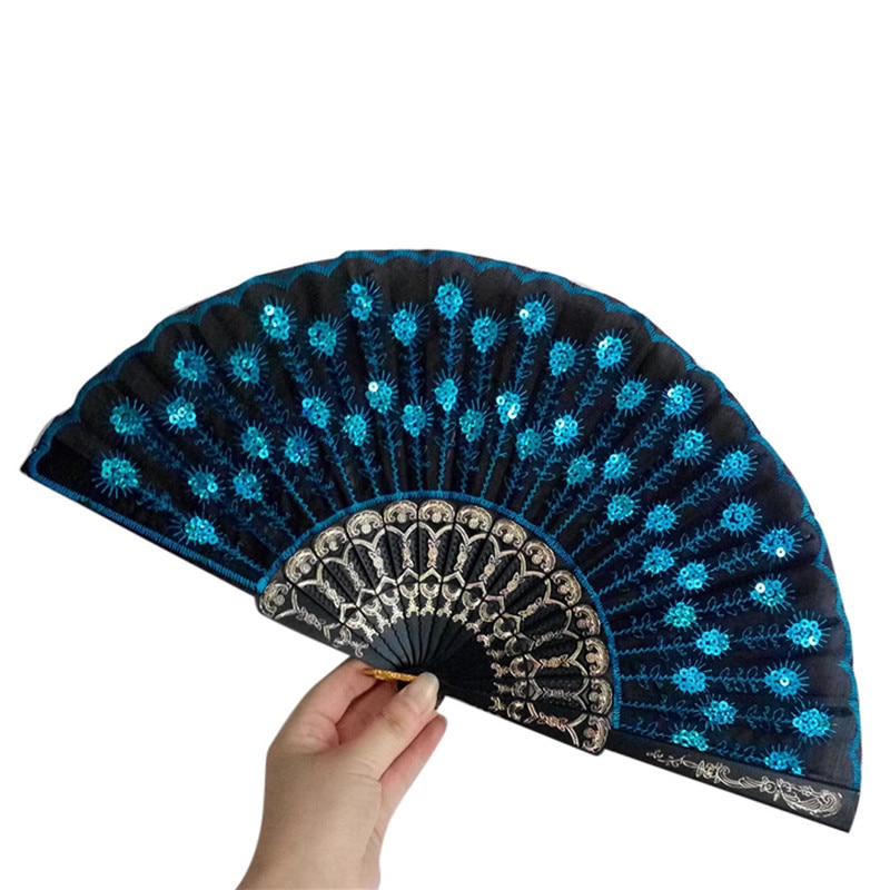 Craft Fans Spanish Lace Silk Folding Hand Held Dance Fan Flower Pattern for Party Wedding Home Practical #0509
