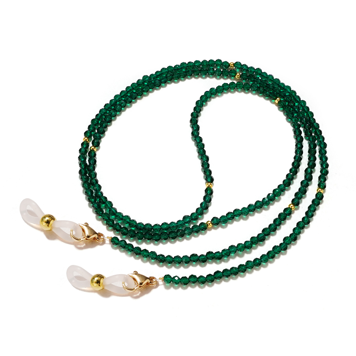 Collana a catena per occhiali da donna-cordino per occhiali da suola con perline acriliche intorno al collo con perline verdi di cristallo fatte a mano: verde