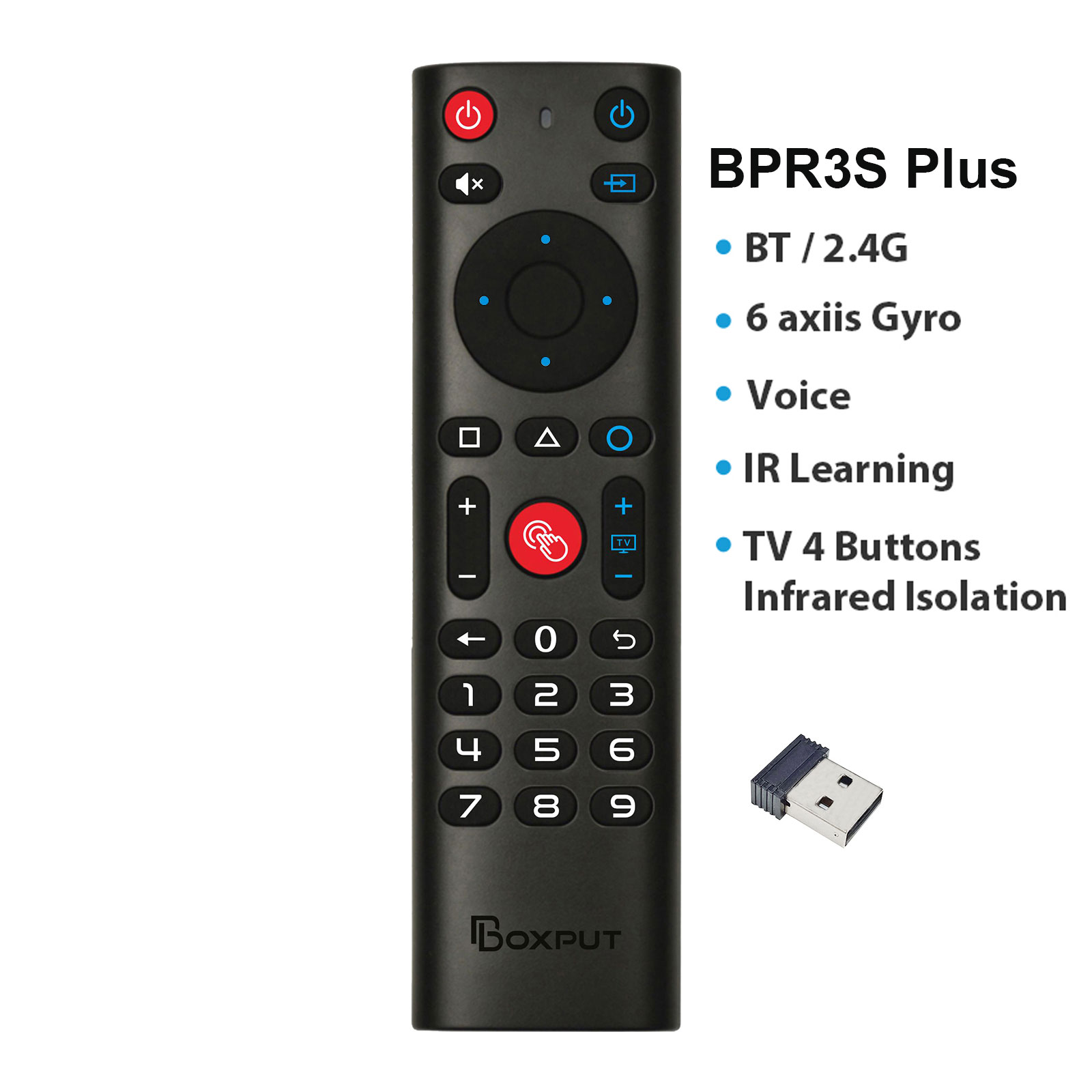 BPR3S BPR3S PLUS BT Air Mouse sterowanie głosem i nauka bezprzewodowego pilota z żyroskopem dla Android Smart TV opakowanie TV Stick: WHITE