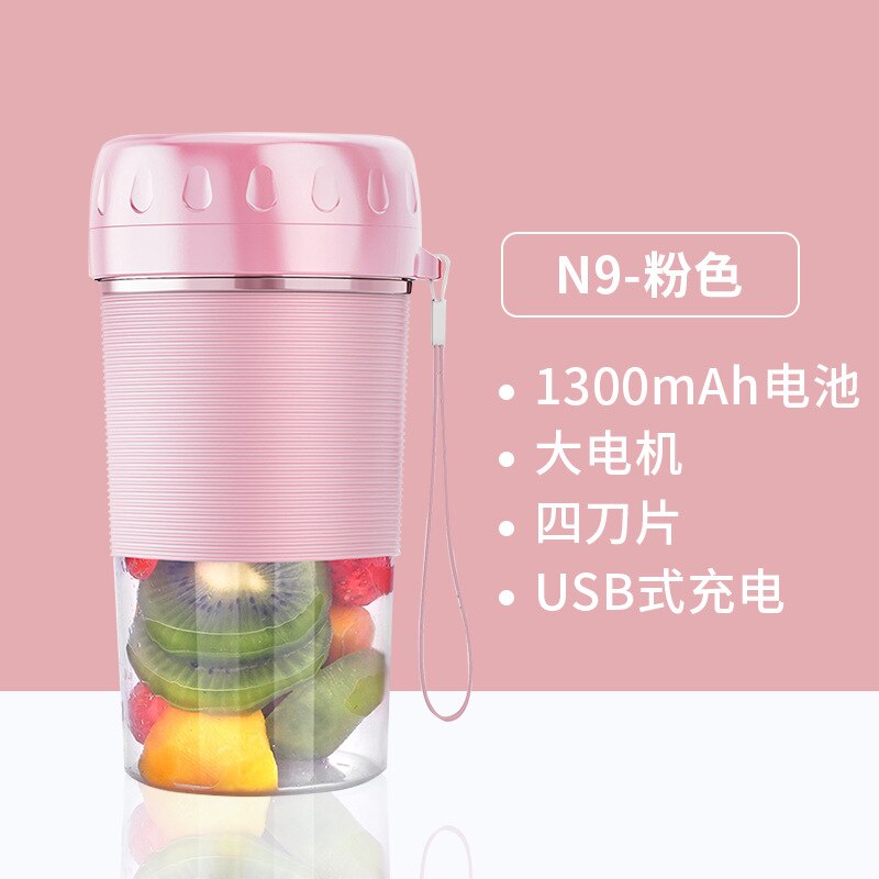 500ml 6 Cutter Mini Portable Juicers USB Electric Mixer Fruit Smoothie Blender For Machine Food Processor Maker Juice Extractor: Pink