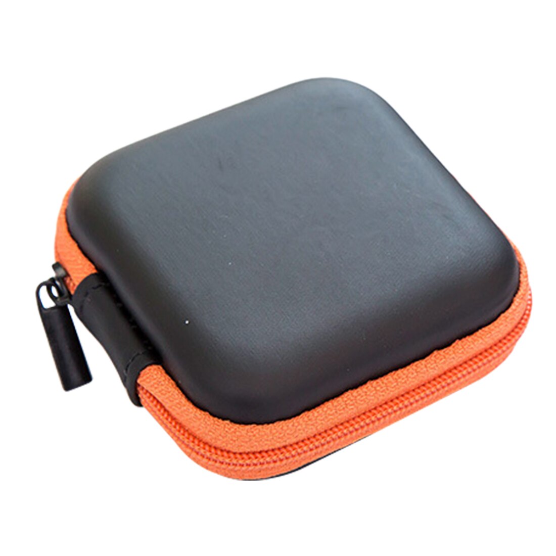 Mini Rits Hard Headphone Case Draagbare Oordopjes Pouch Box Pu Leer Oortelefoon Opbergtas Beschermende Usb Kabel Organizer: orange