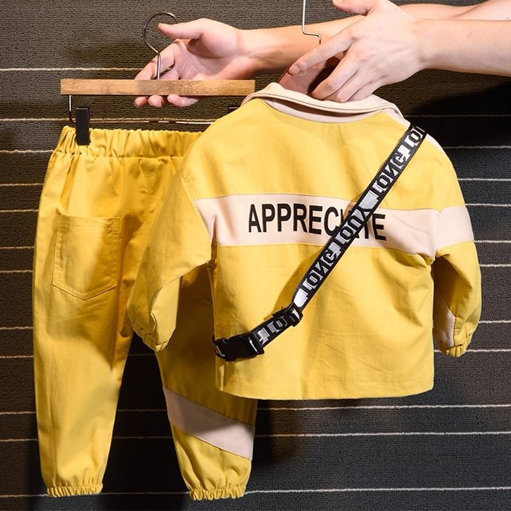 Mode Set (Jas + Broek + Tas) koreaanse Versie Van De Kinderen Jongens Meisjes Lente Herfst Tweedelige Kinderkleding: Y / Size 90