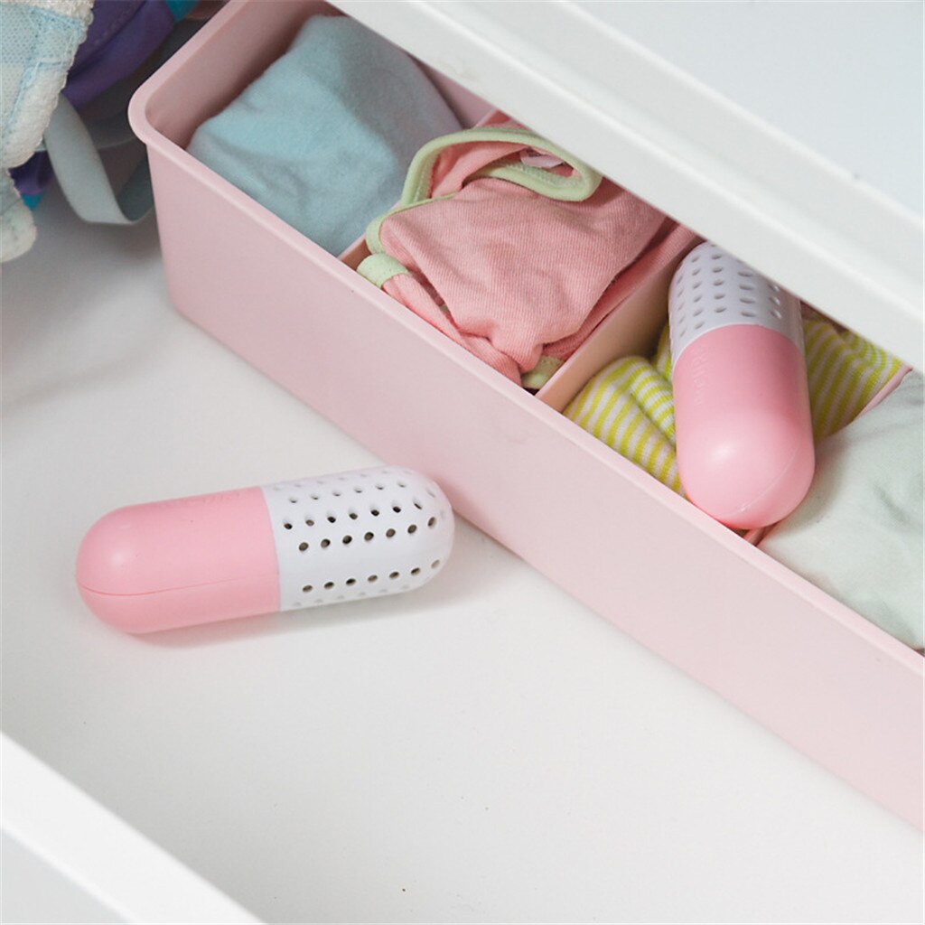 2pc/set Moisture Absorber Shoes Deodorant Capsule Shaped Desiccant Drawer Shoes Room Carbon Deodorizer Dehumidify Tool Supply #C
