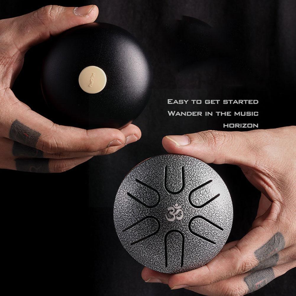Mini Ethereal Drum 3 Inch 6 Tone Steel Tongue Drum Handheld Music Drum 3 Instrument Colors Lovers Percussion Beginner D5n8