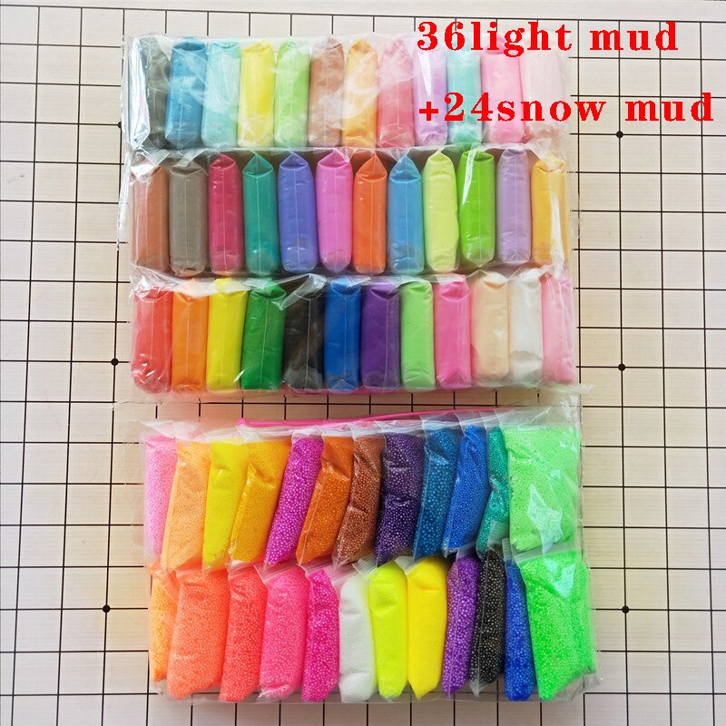 Bunte licht Weichen ton kind DIY schleim charms Luft Trocknen Polymer Plastilin Sicher schleim liefert Licht Ton Kinder Spielzeug spielen doh: 36L-24S