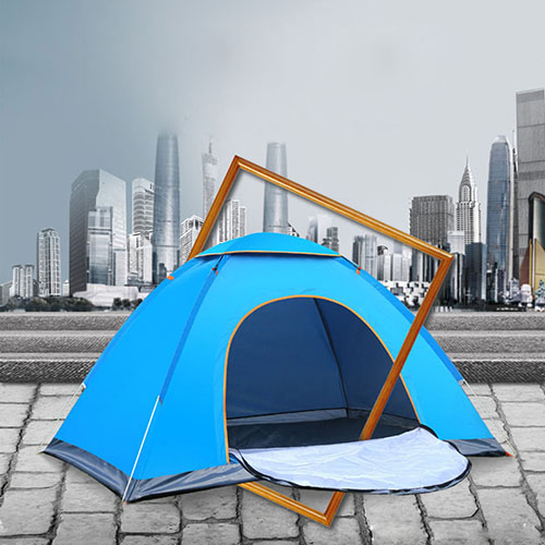 Outdoor Waterproof Hiking Camping Tent Anti-UV Portable 2 Person Ultralight Folding Tent Pop Up Automatic Open Sun Shade: Single Blue
