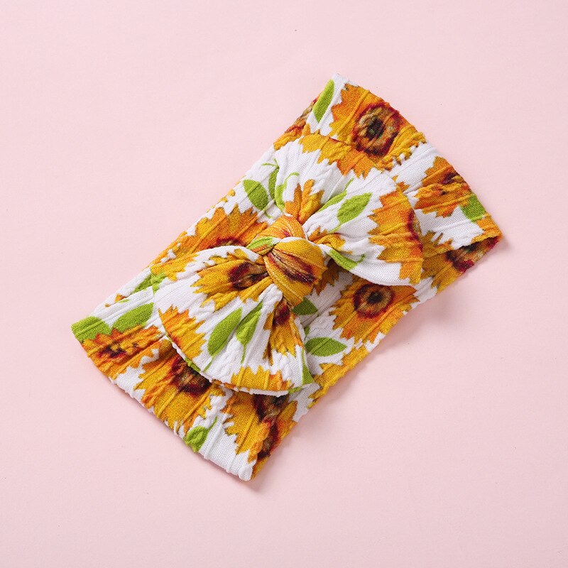 Fascia per bambini Nylon ragazze stampa floreale copricapo treccia bambini turbante elastico cavo accessori per capelli per neonati fascia per capelli morbida: 2