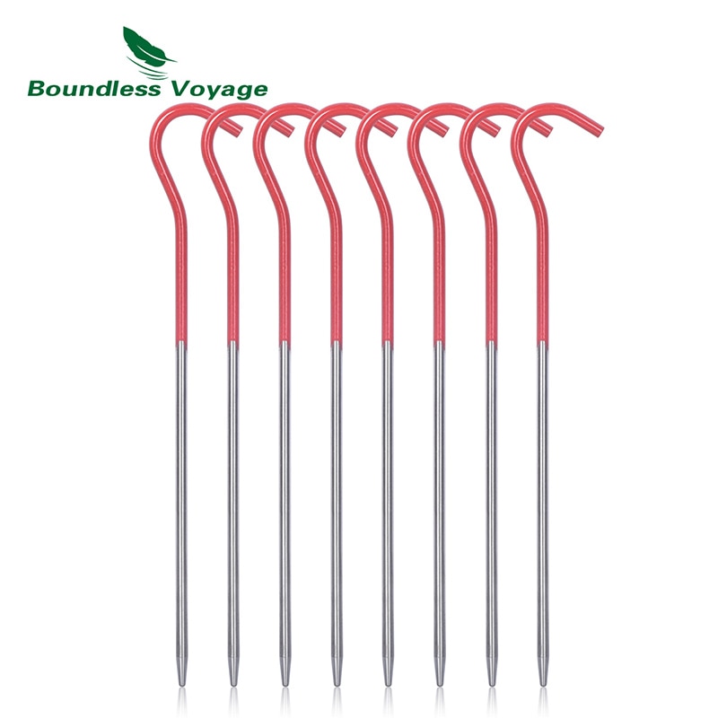 Grenzeloze Voyage 8-12 stks/partij Titanium Legering Pinnen Outdoor Camping Tent Stakes Draagbare Elleboog Gras Tent Nail Ti1525B