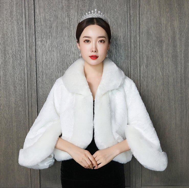 Boléro Fausse Fourrure Femme Noeud – Cape Manteau Court élégant – Mariage Soirée