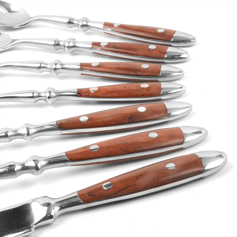 Steak Messen Vork Lepel Houten Handvat Laguiole Stijl Bestek Roestvrij Stalen Bestek Diner