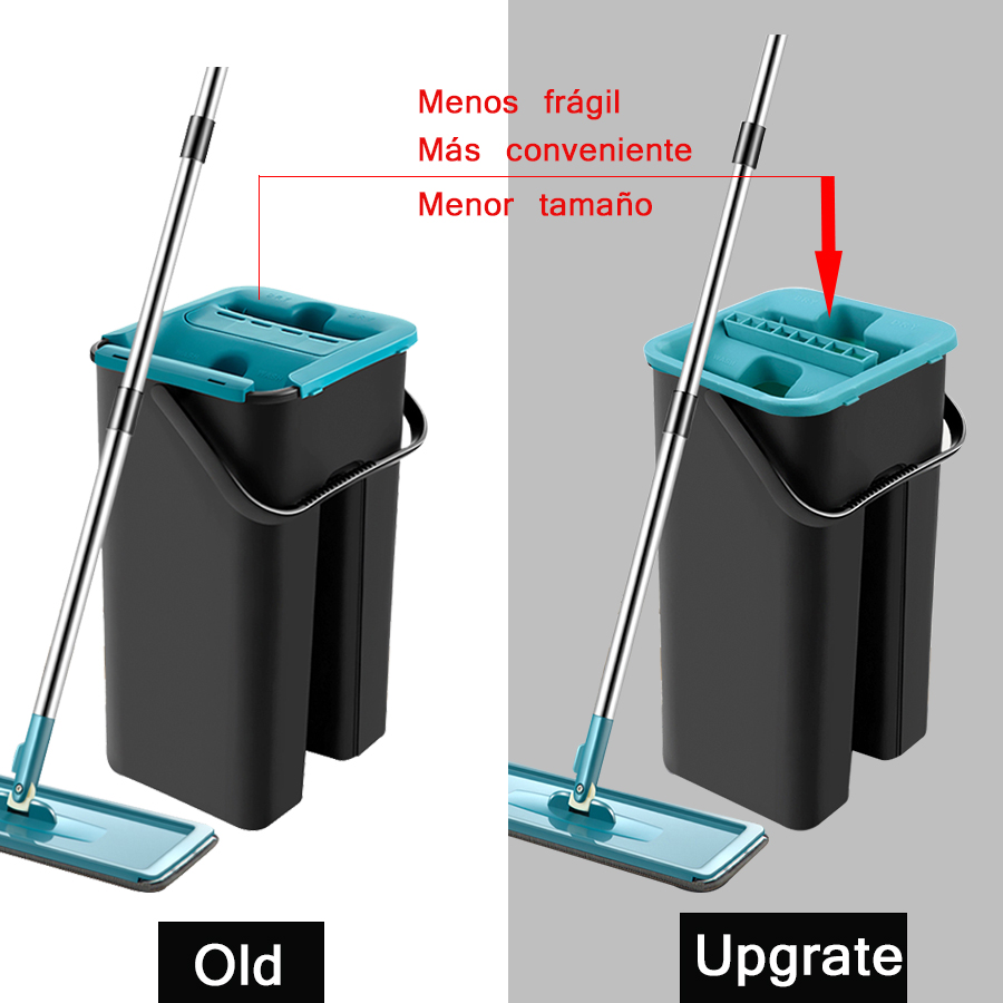 mopa fregona con cubo fregona de limpieza de suelo fregona mopa fácil de escurrir húmeda y seca de rotación 360 con almohadillas reemplazadas para limpieza hogar herramientas y accesorios