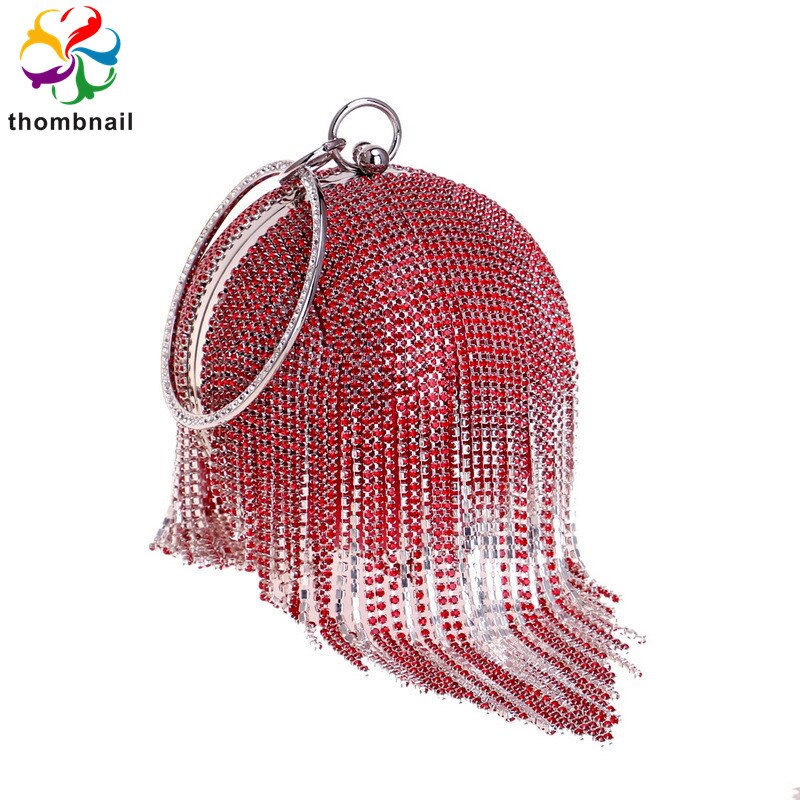 Silber und Farbe Tasche Frauen Diamant Dinner-Party Abend Kupplung Tasche Promi Handtasche Damen Prom Cocktail Handtasche: Rot