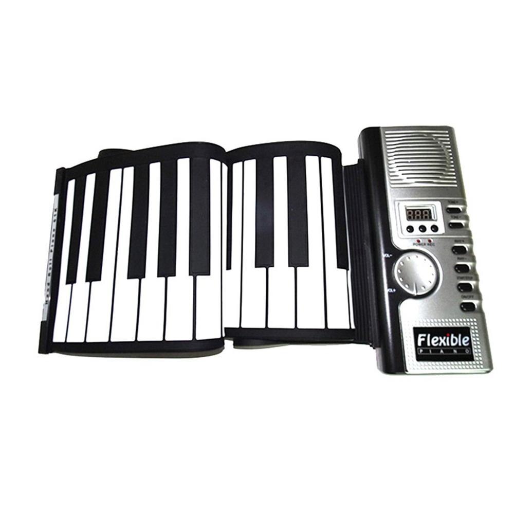 Portable Piano 61 Keys Smart Folding Silicone Hand-rolled Electronic Keyboard Pianos Beginner Instrument