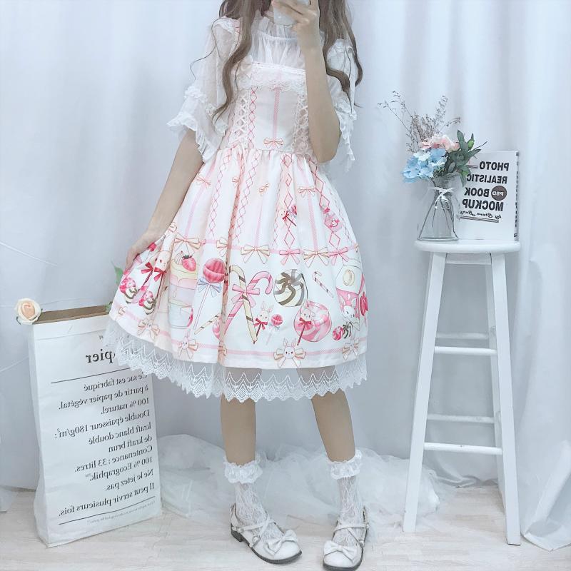 JSK-robe d'été Lolita à volants, robe falbala pour gâteaux, robe et blouse pour bonbons