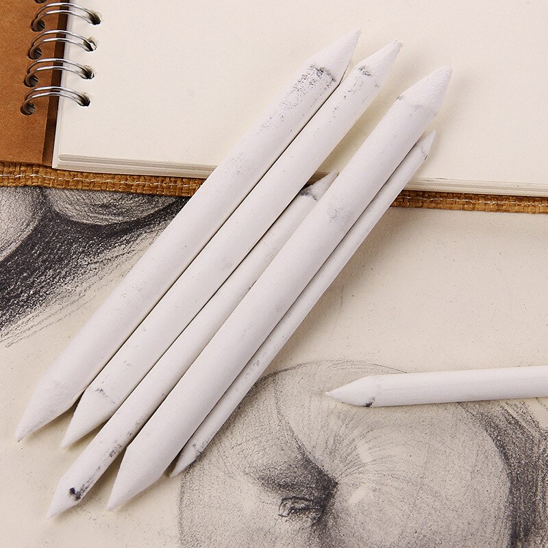 6Pc Art Wit Tekening Pen Smudge Stump Stick Voor Rijst Papier Tekening Houtskool Sketcking Schilderen Pen Papierrol Potlood tortillon