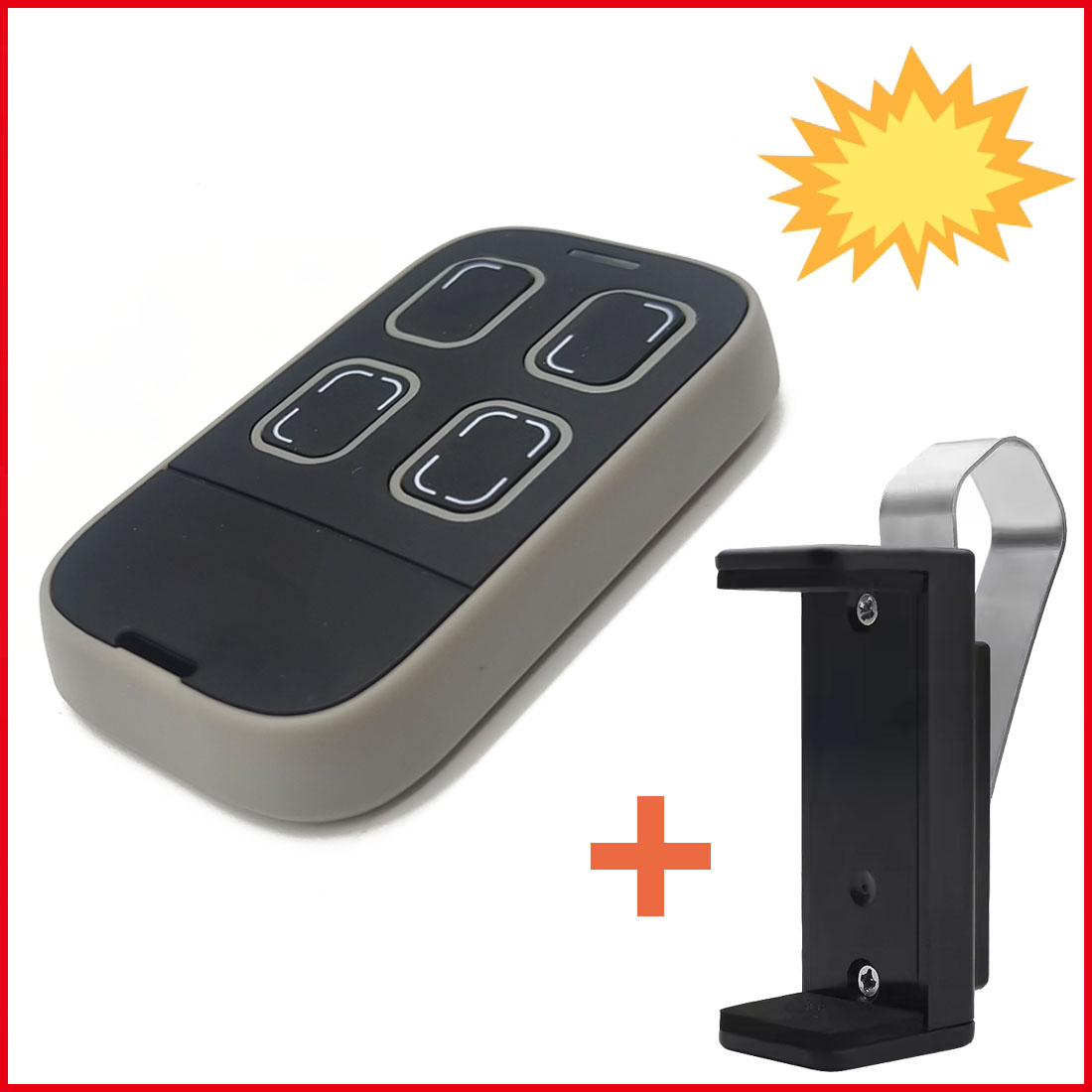 Garage Remote Control Clone Multifrequency 287MHz-868MHz Garage Door Opener Gate Control 4 Buttons Includes Car Sun Visor Clip: GRAY