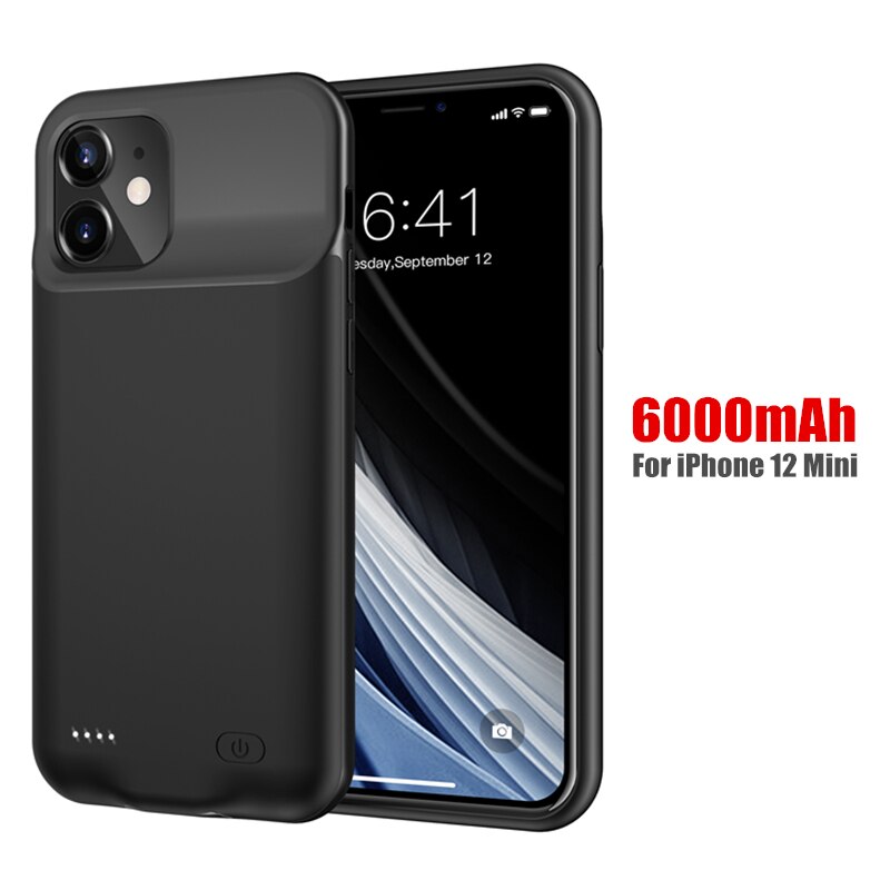 Amstar odporny na wstrząsy futerał na ładowarkę do iPhone 12 Pro Max 12 Mini Powerbank Case zewnętrzny zestaw do ładowania baterii: Black 12mini