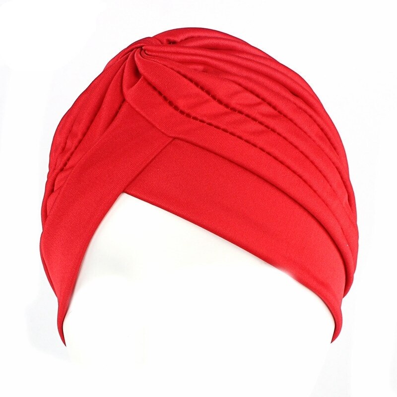 Vanlig fast hår lokk turban hode pakke inn bånd lue bandana hår lokk sove natt lokk hår styling tilbehør dame kvinner til: Rød