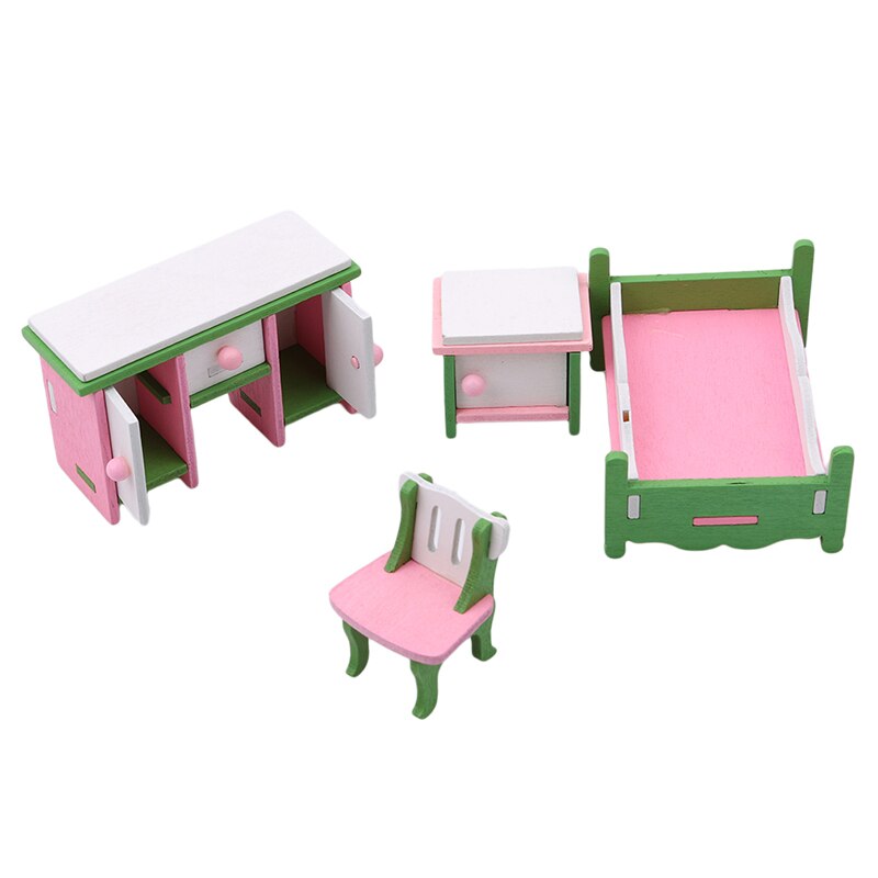 Holz Möbel einstellen DIY Handgemachte Puppenhaus Miniatur Schlafzimmer Kleinkind freundlicher Rolle vorgeben Spielen Spielzeug Für freundlicher freundlicher