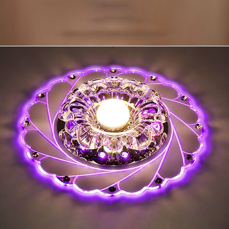 Moderne Pauw Crystal Led Plafondlamp Ronde Nordic Lamp Plafond Luminarias Rotunda Home Decoratie Verlichting Gangpad Gang: Purple
