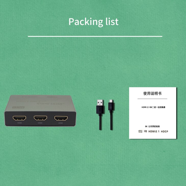 Switcher HDMI 2.1-compatible 2 in 1 out Ultra speed 8k@60Hz and downward Switch adapter With switch button For HDTV Projector: Default Title