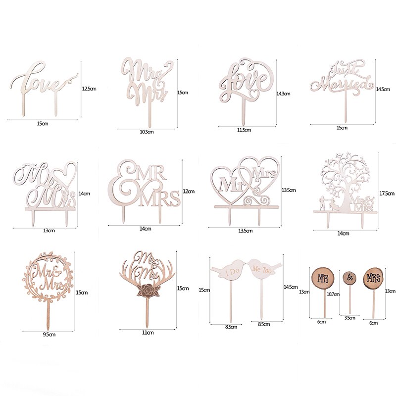 Mr&Mrs Love Just Married Wooden Letters Wedding Cake Topper Wedding Cake Decorations Engagement Party Supplies Cake Insert Cards
