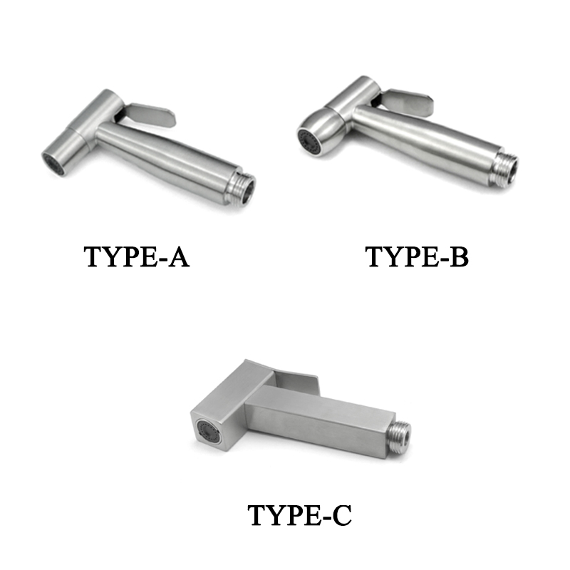 Brushed Steel Douche Kit Hand Held Bidet Sprayer Portable Toilet Bidet Faucet Shattaf Valve Jet Set Bathroom Hygienic Shower