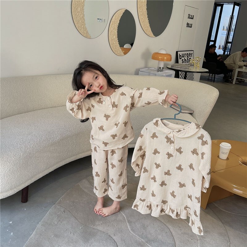 MILANCEL 2022 primavera nuovi pigiami per bambini biancheria da notte per bambina camicia da notte a maniche lunghe pigiama per ragazze coreane pigiama per bambini di moda