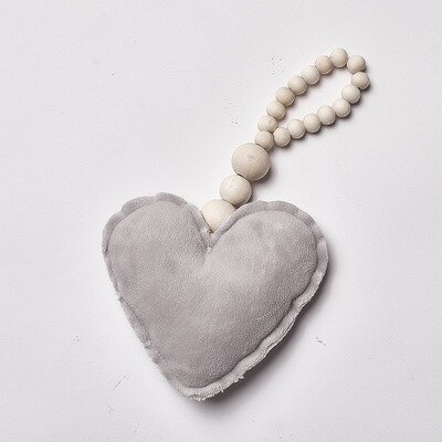 Babykamer Decoratie Kralen Speelgoed Crib Tent Decoratieve Snaren Speelgoed Decor Ornamenten Houten Kralen Moon Star Kids Baby Room Decor: gray heart