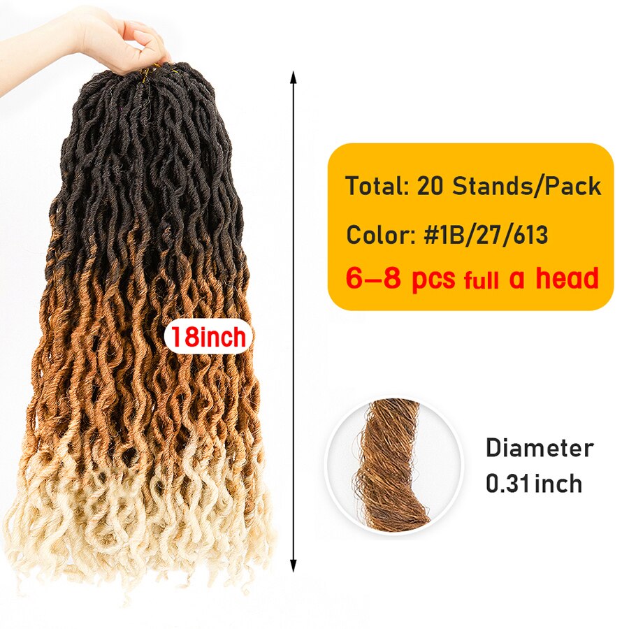 AliLeader 7colors Synthetic Crochet Braids Curly 12/ 18inch Nu Locs Crochet Extensions 20strand Goddess Faux Locs Crochet Hair: P2/613