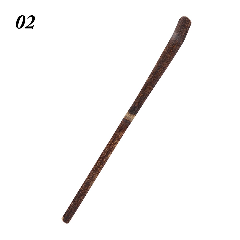 1PC Schwarz Bambus Holz Tee Stöcke Matcha Löffel Blatt Spachtel würzen Gerät Tee Schalen Kochen Utensil Teegeschirr Küche Werkzeug: 2